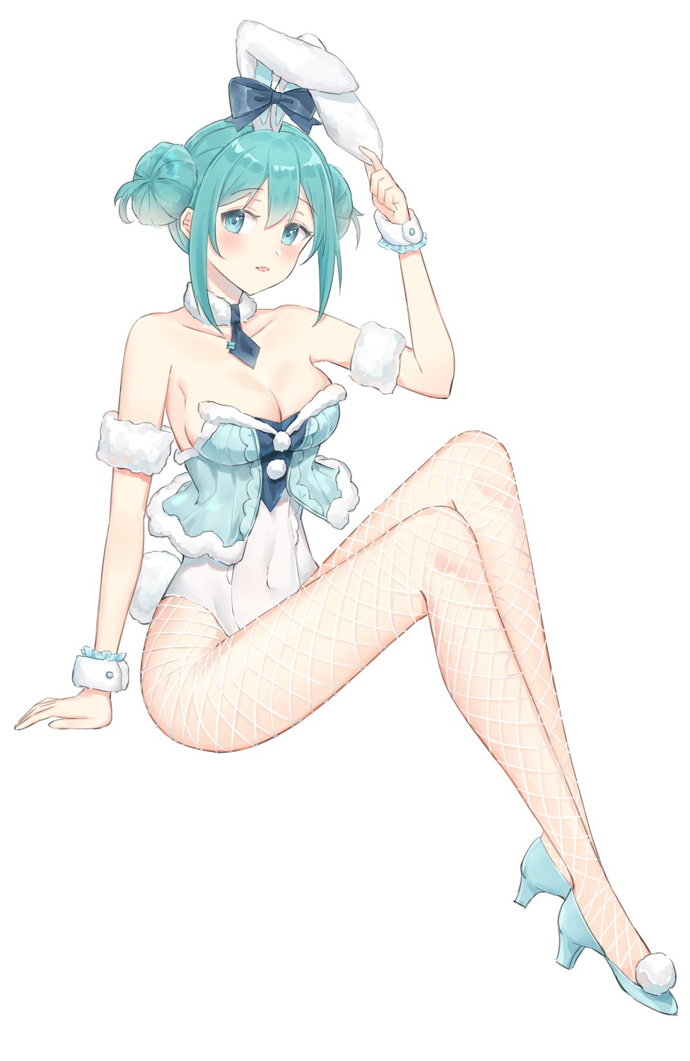 animal_ears bicute_bunnies_miku bunny_ears bunny_girl fishnets gurina hatsune_miku heels no_bra pantyhose tail vocaloid