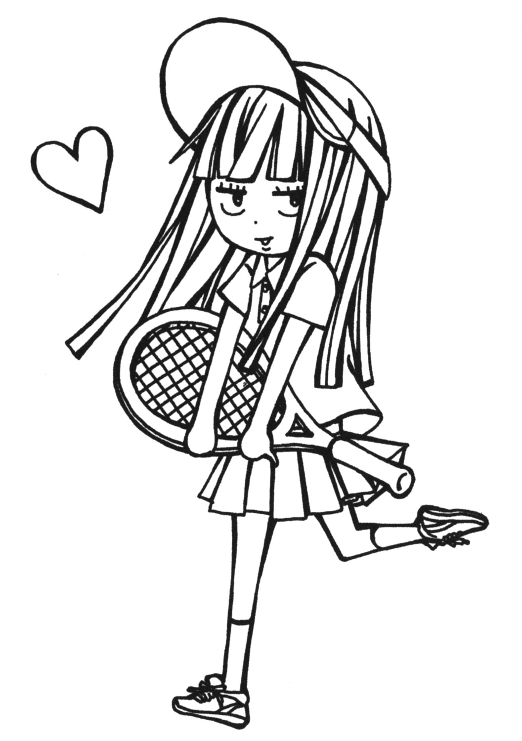 chibi kimi_ni_todoke kuronuma_sawako monochrome tennis