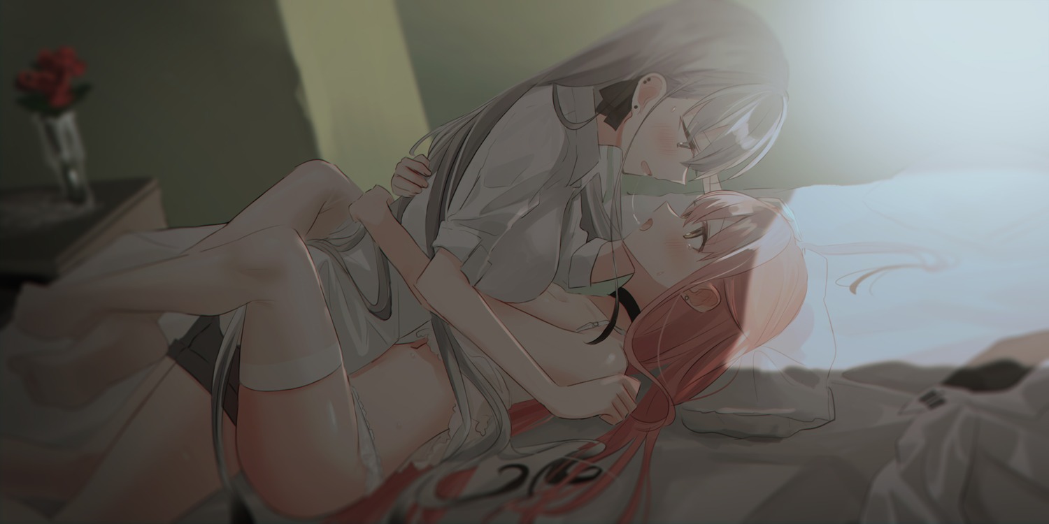 bra chihuri pantsu symmetrical_docking thighhighs yuri