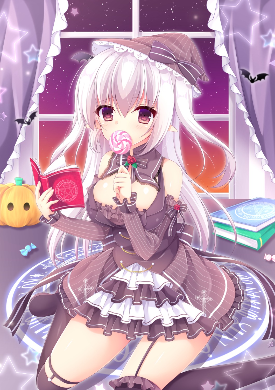 dress garter gothic_lolita halloween lolita_fashion pointy_ears stockings thighhighs witch yukimura_usagi