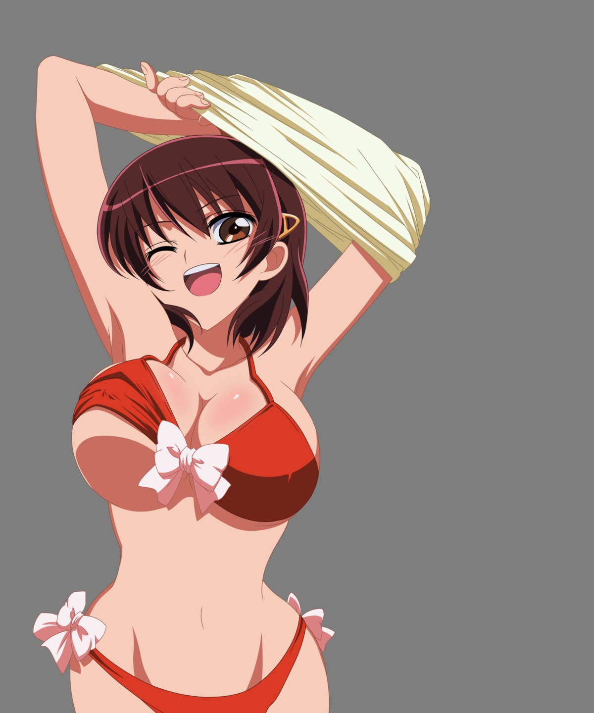 bikini cleavage erect_nipples fujiwara_naeka kamen_no_maid_guy ootsuka_midori shirt_lift swimsuits transparent_png underboob undressing vector_trace