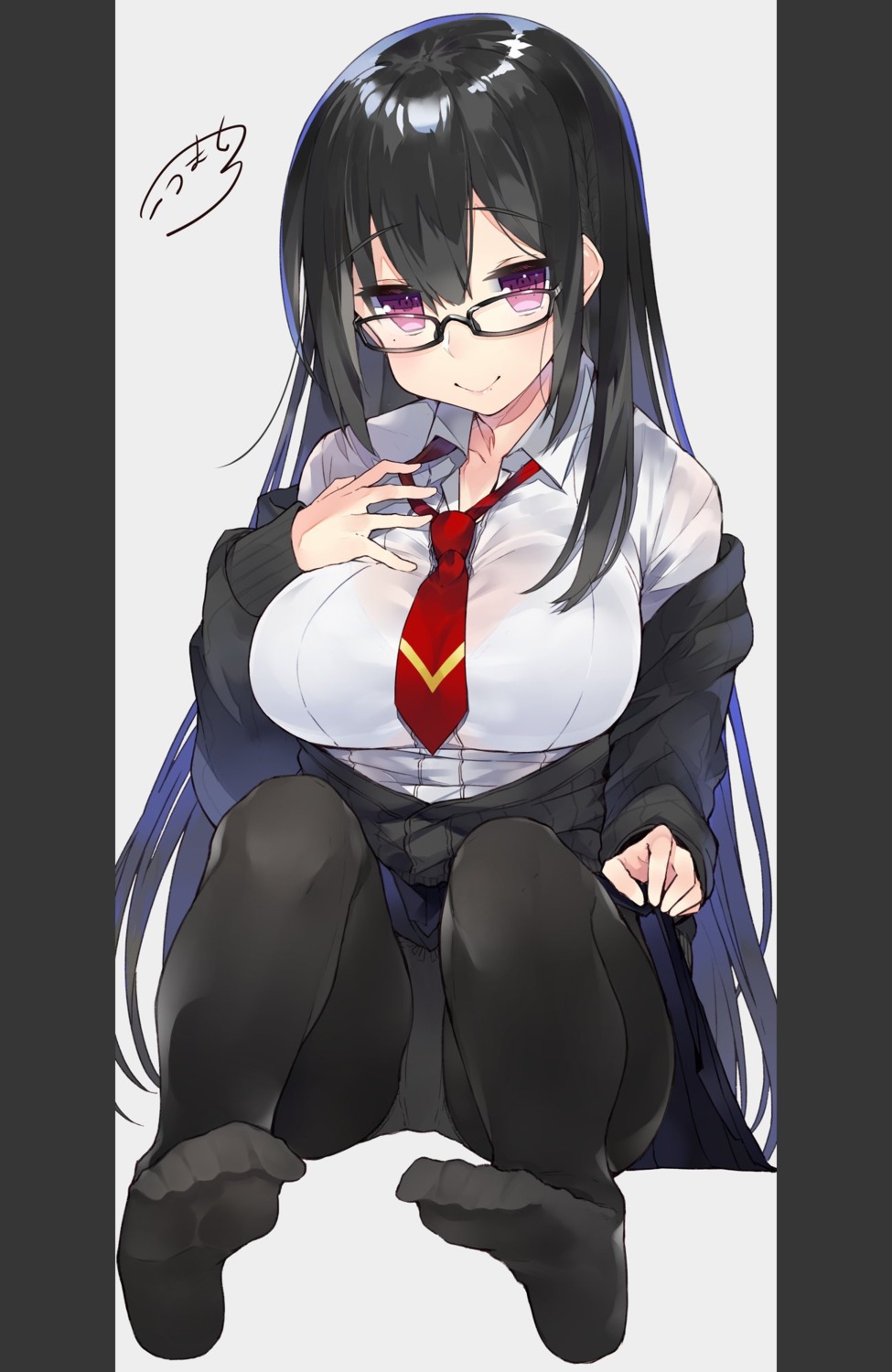 feet megane pantsu pantyhose seifuku sweater