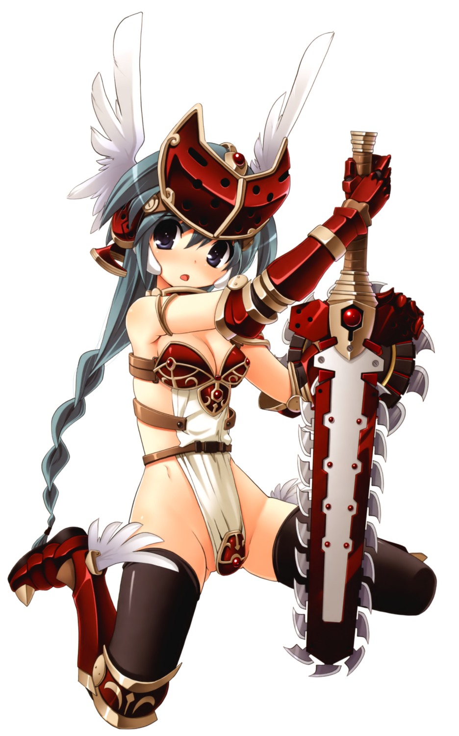 chainsaw cleavage loli mirim queen's_blade queen's_blade_rebellion sword thighhighs tsurugi_hagane