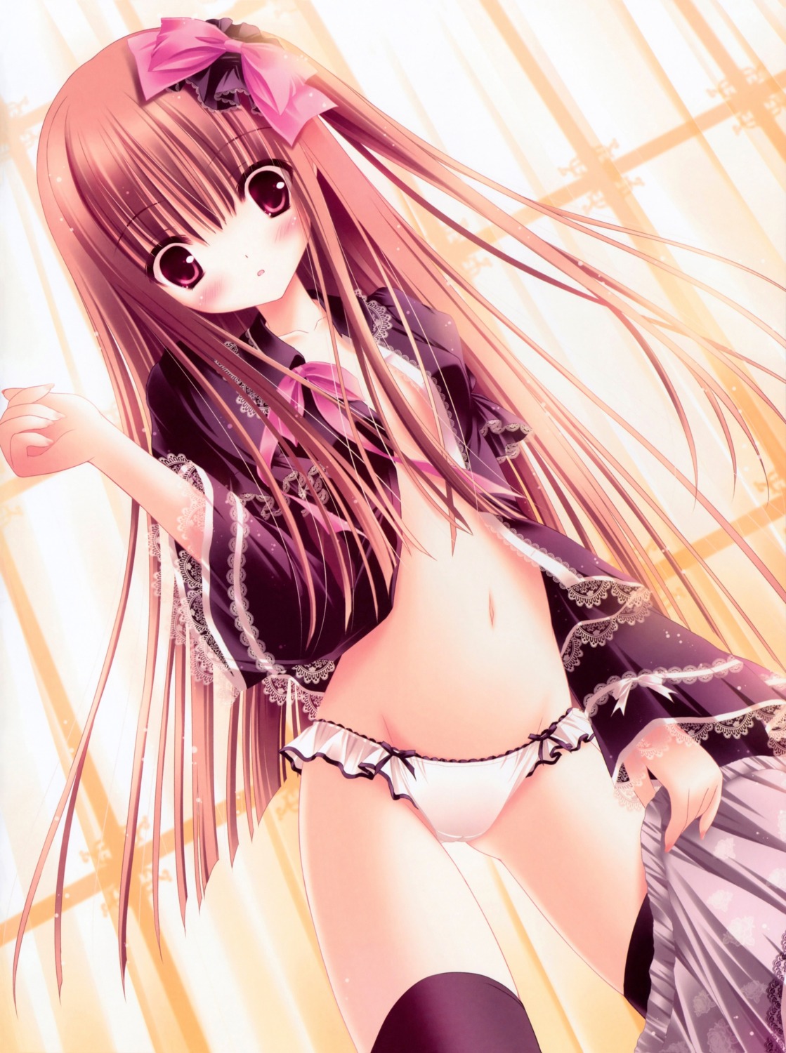 cleavage no_bra nusunde_lilith open_shirt pantsu thighhighs tinkle undressing