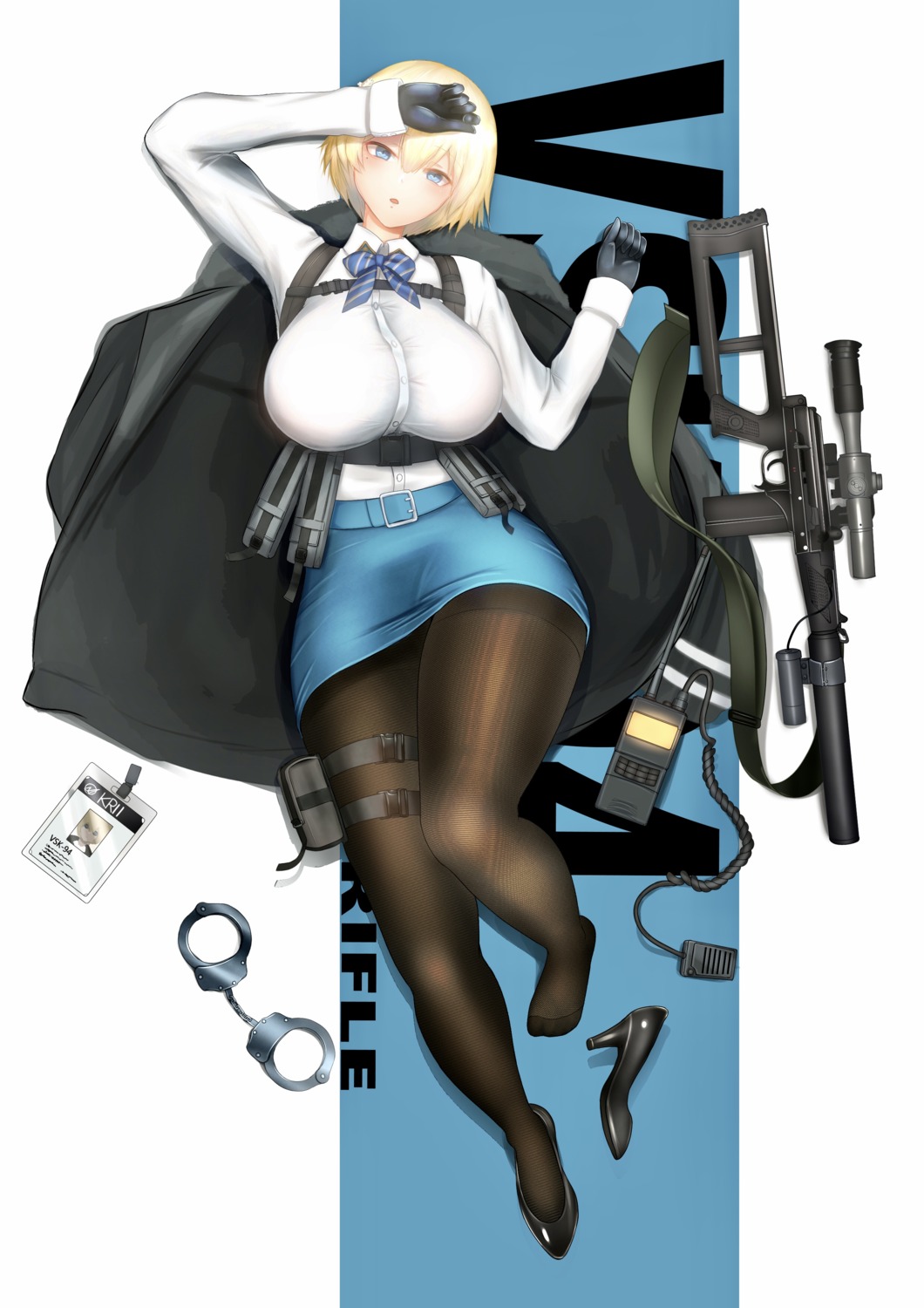 garter girls_frontline gun heels pantyhose skirt_lift tagme uniform vsk-94_(girls_frontline)