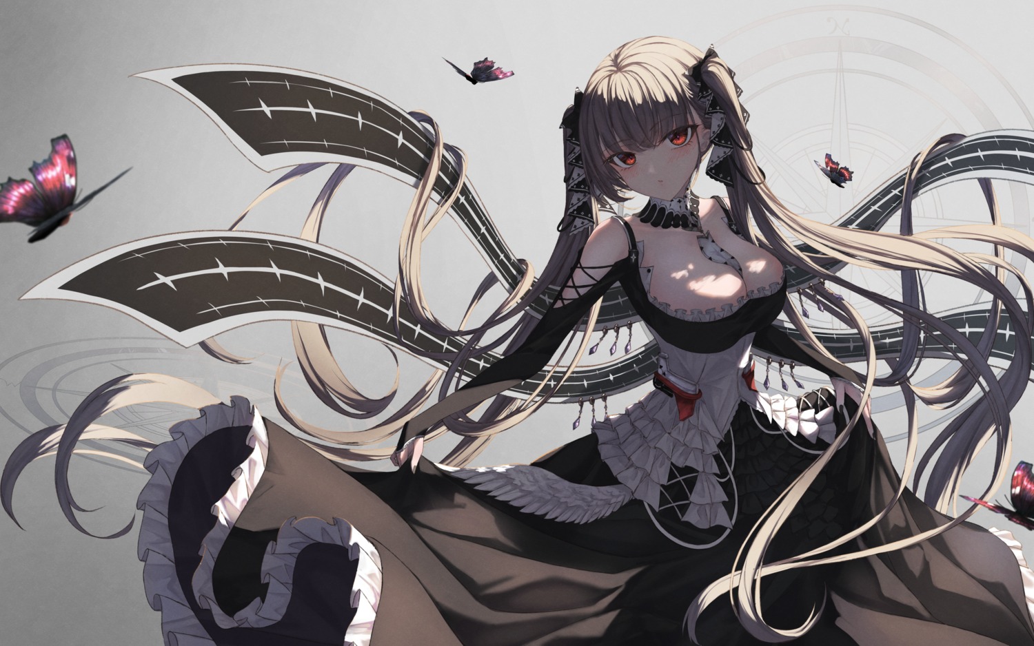 amane_utata azur_lane formidable_(azur_lane) gothic_lolita lolita_fashion no_bra skirt_lift