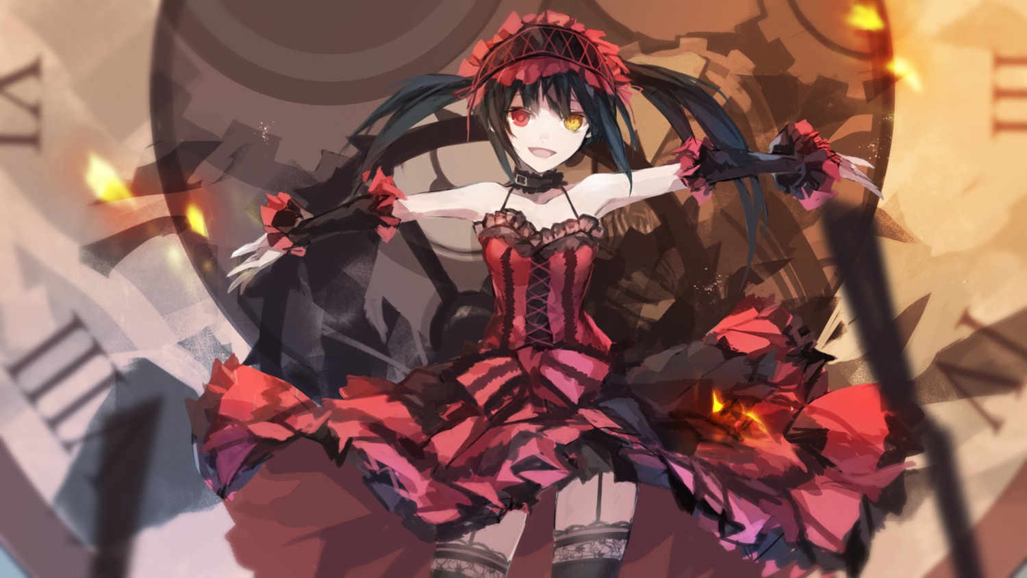 date_a_live heterochromia lolita_fashion stockings swd3e2 thighhighs tokisaki_kurumi