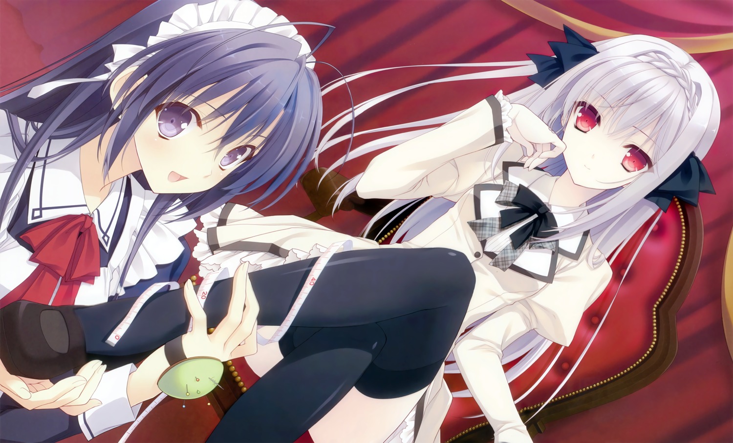 kokura_asahi maid navel sakurakouji_luna seifuku skirt_lift suzuhira_hiro thighhighs trap tsuki_ni_yorisou_otome_no_sahou