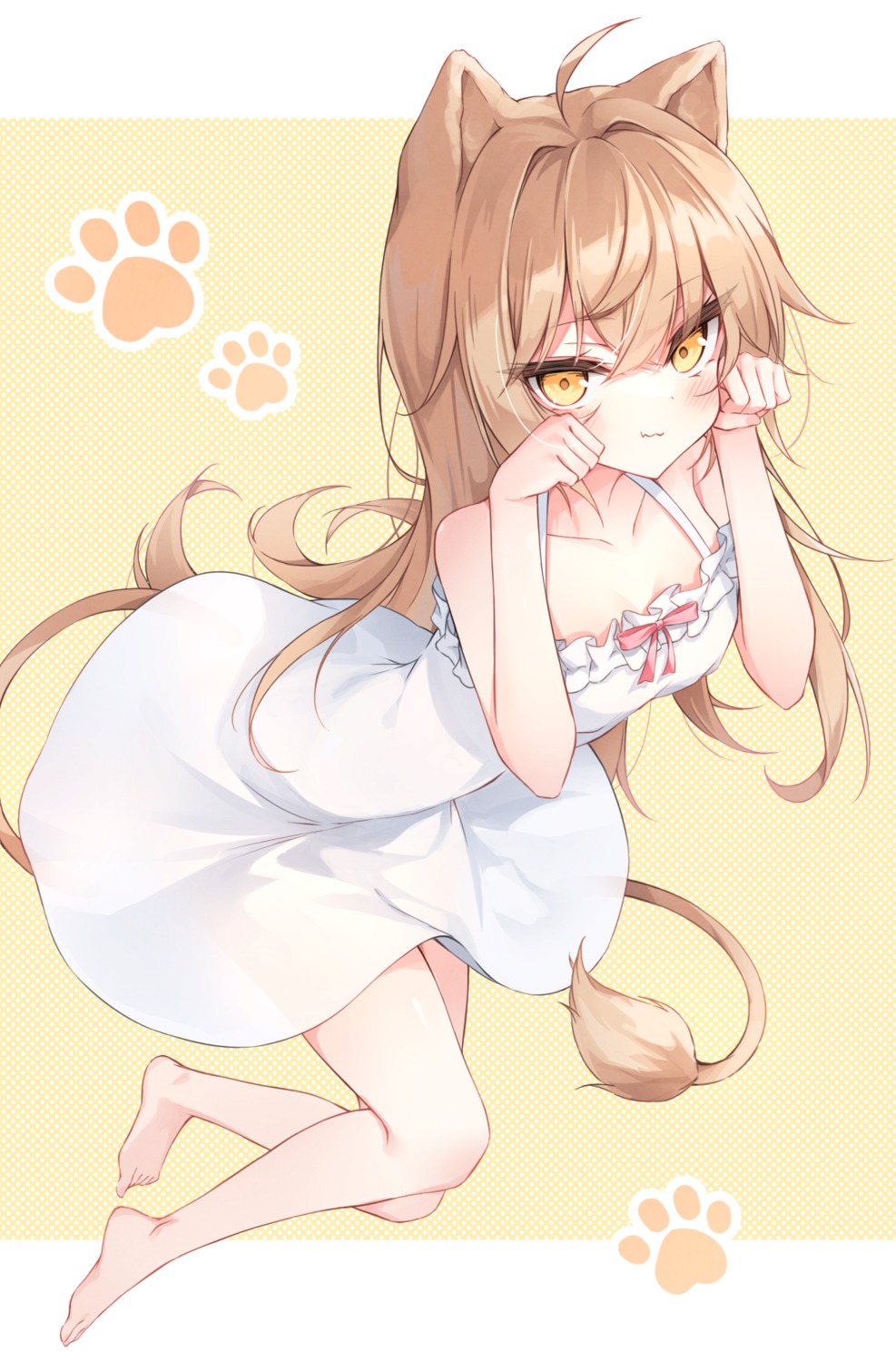 animal_ears beliatan dress feet indie_virtual_youtuber nekomimi rurudo_lion skirt_lift summer_dress tail