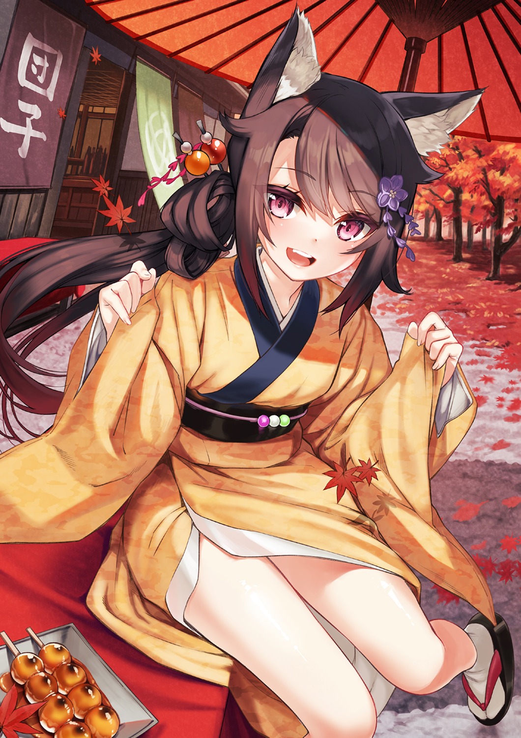 animal_ears kimono kitsune upscaled zero_(miraichizu)