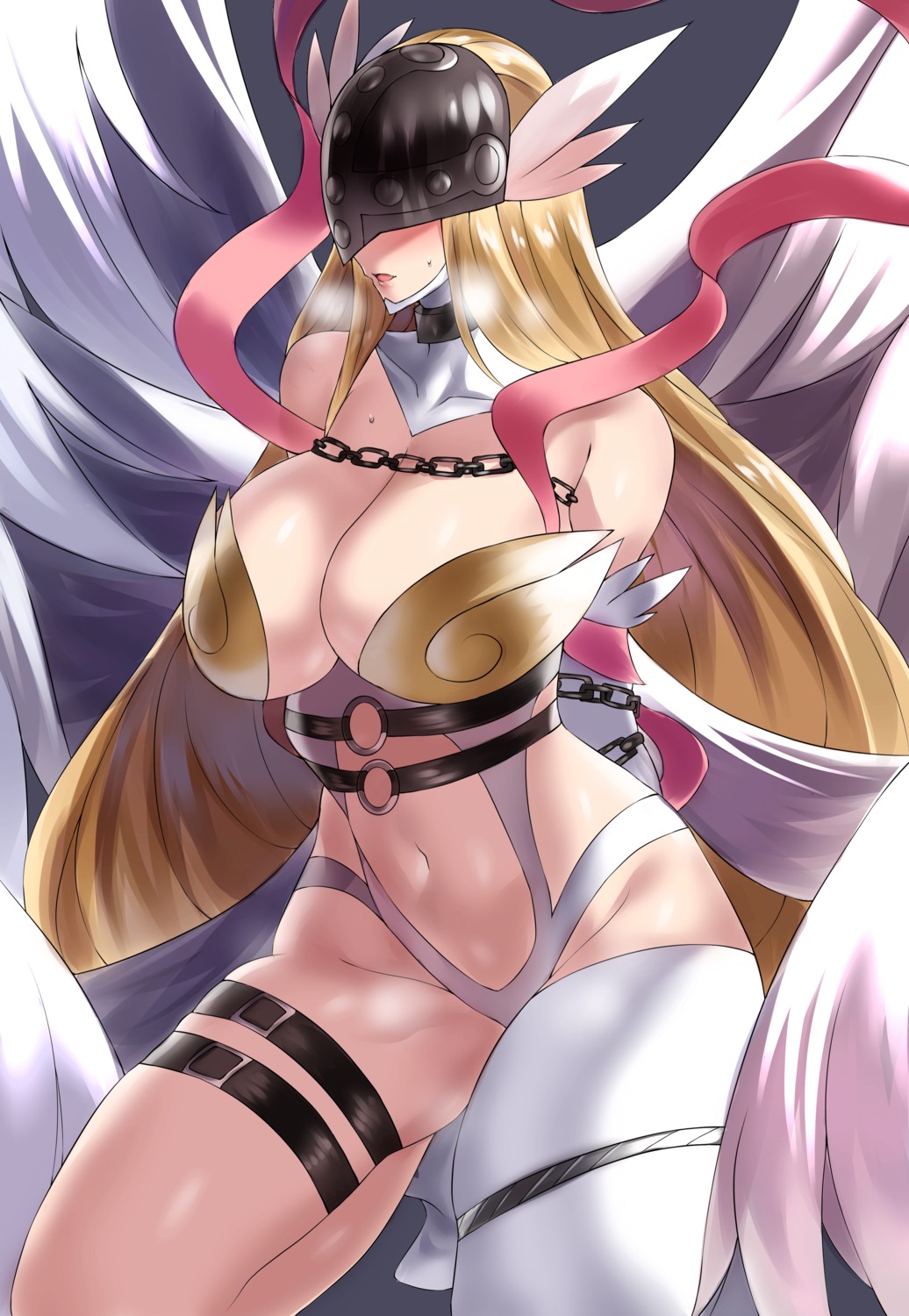 angewomon bondage digimon farys_(afopahqfw) garter leotard no_bra wings