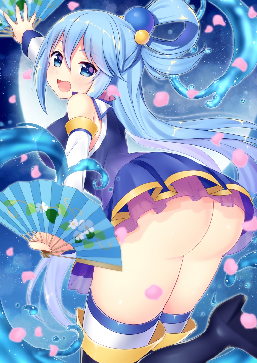 aqua_(konosuba) ass heels hio_(hiohio0306) kono_subarashii_sekai_ni_shukufuku_wo! nopan thighhighs