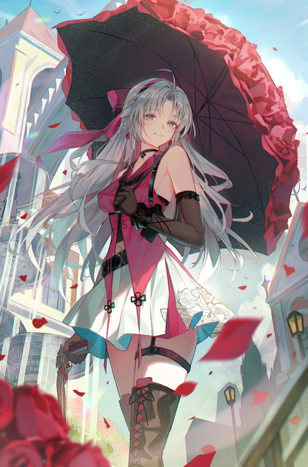 carlotta dress garter gun hyonee thighhighs umbrella wuthering_waves