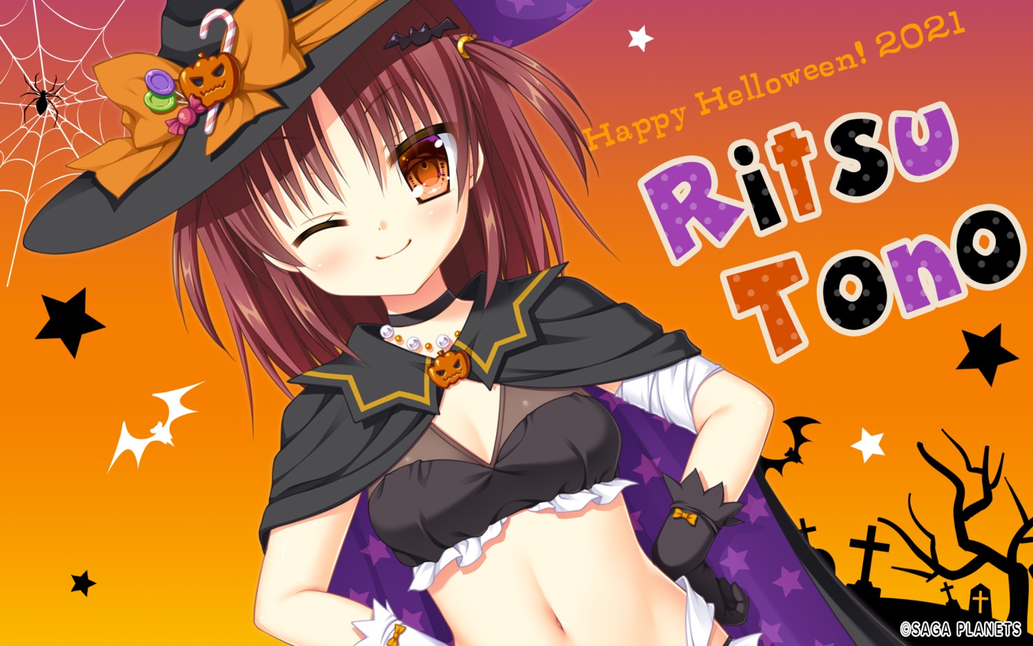 bandages bra halloween hanesaki_seika kakenuke_seishun_sparking! loli pantsu saga_planets toono_ritsu wallpaper witch