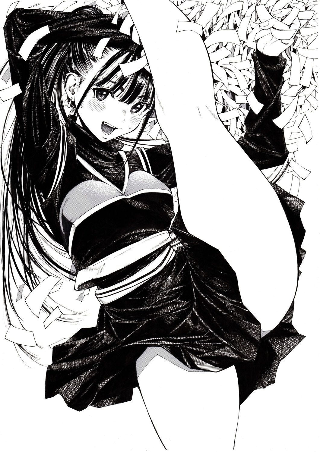 cheerleader gagaimo monochrome pantsu skirt_lift