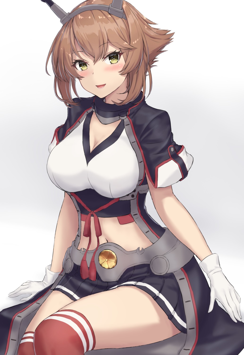 cleavage kantai_collection monoku mutsu_(kancolle) thighhighs