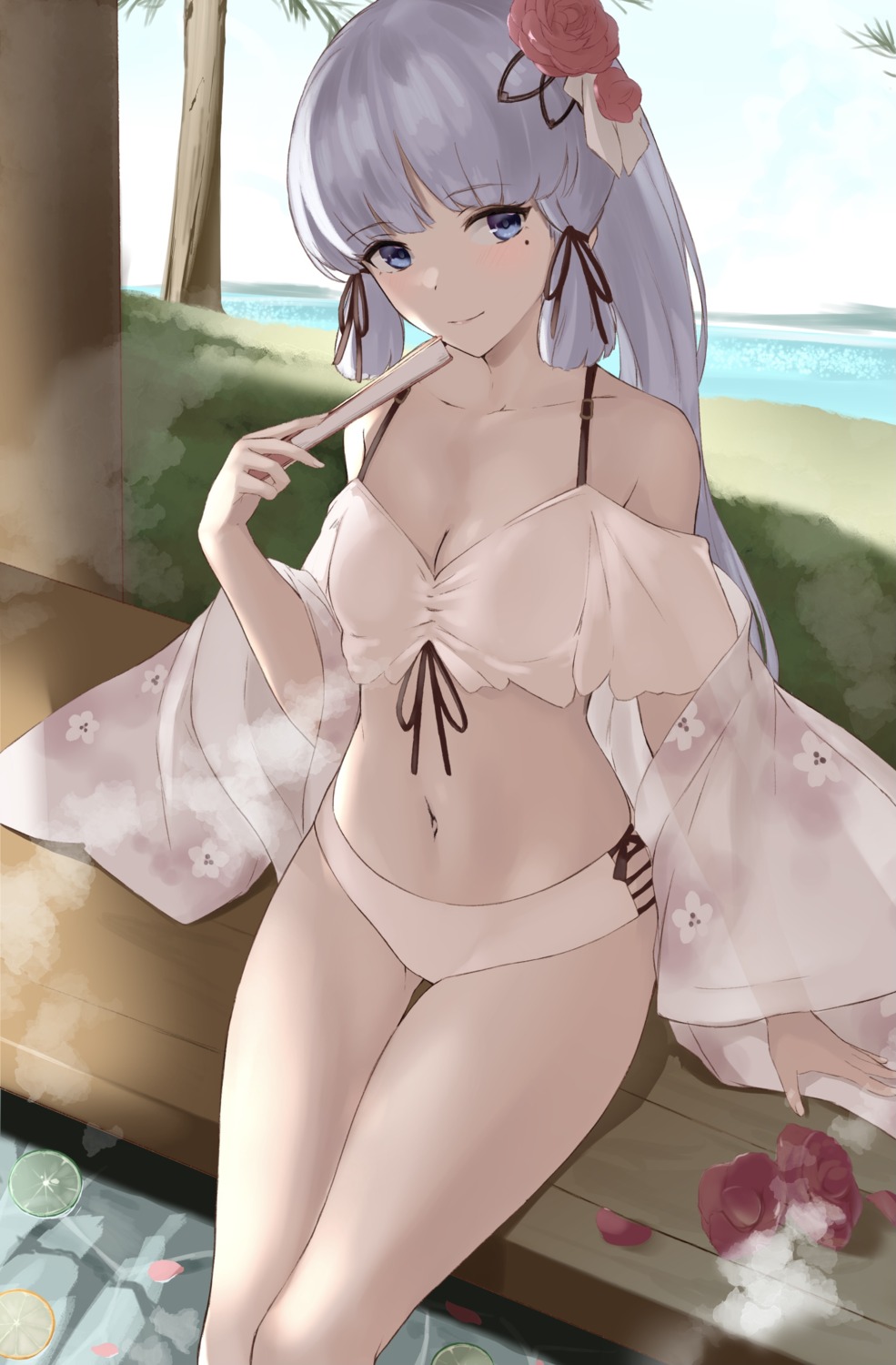 bikini cleavage futsuhara genshin_impact japanese_clothes kamisato_ayaka see_through swimsuits