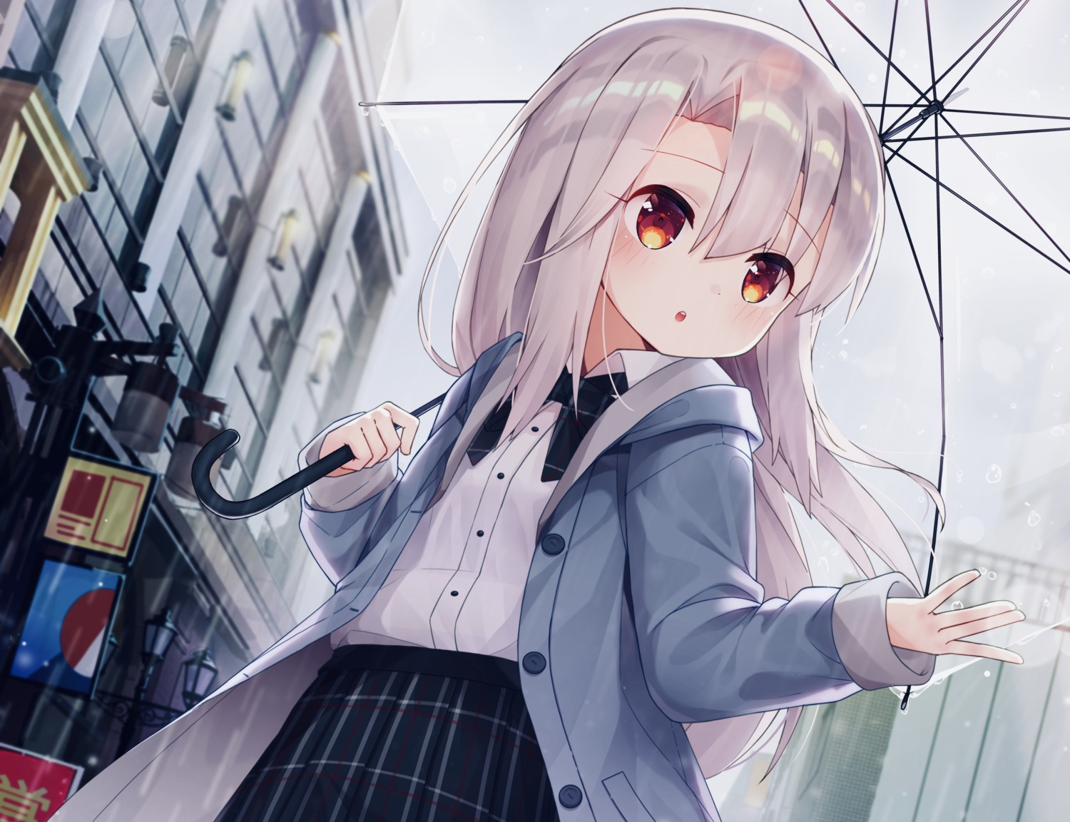 fate/kaleid_liner_prisma_illya fate/stay_night illyasviel_von_einzbern seifuku taku_michi umbrella