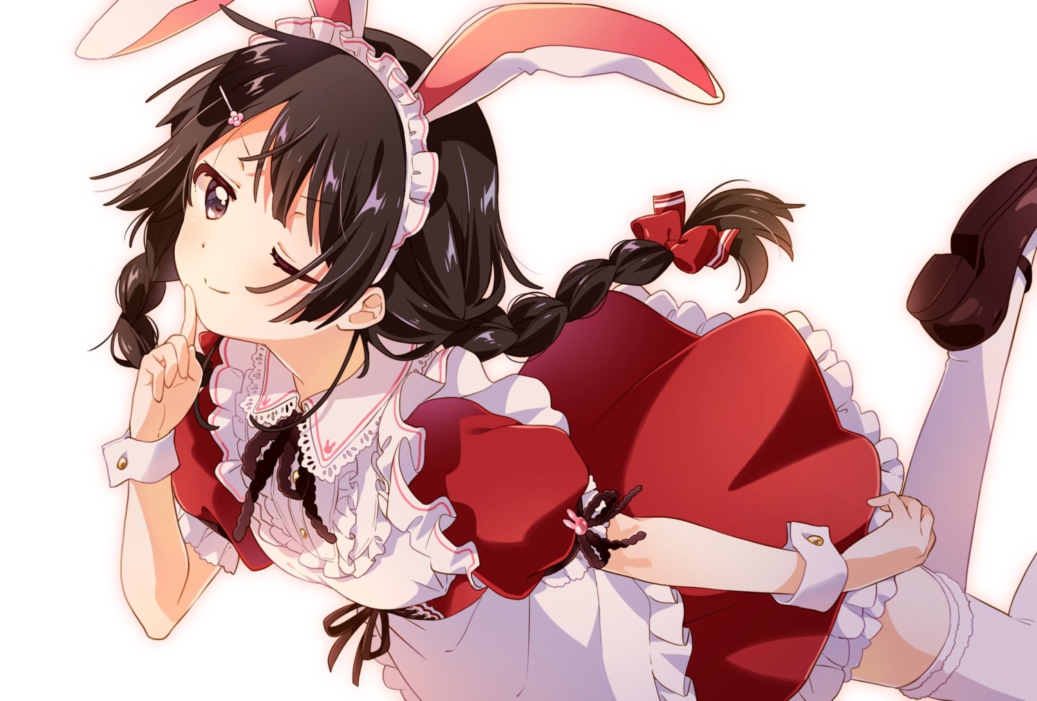 animal_ears bunny_ears maid namori nijisanji thighhighs tsukino_mito