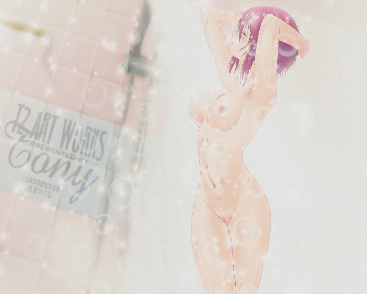 bathing gundam gundam_seed gundam_seed_destiny lunamaria_hawke nipples pussy tony_taka uncensored wallpaper