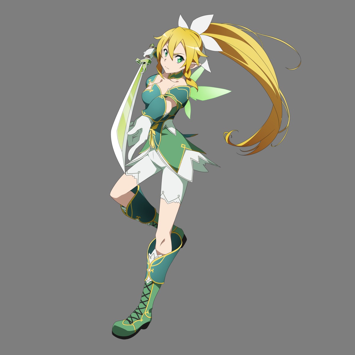 alfheim_online bike_shorts cleavage heels leafa pointy_ears sword sword_art_online transparent_png