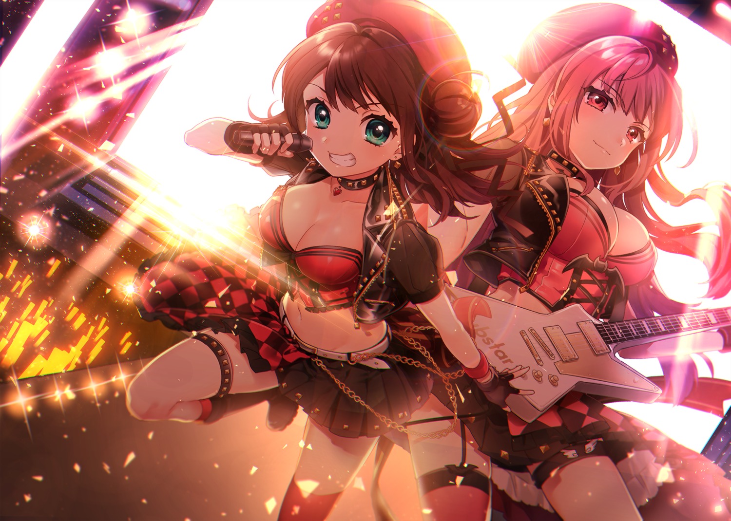 cleavage fujiwara_akane garter guitar liverevolt stockings tagme thighhighs