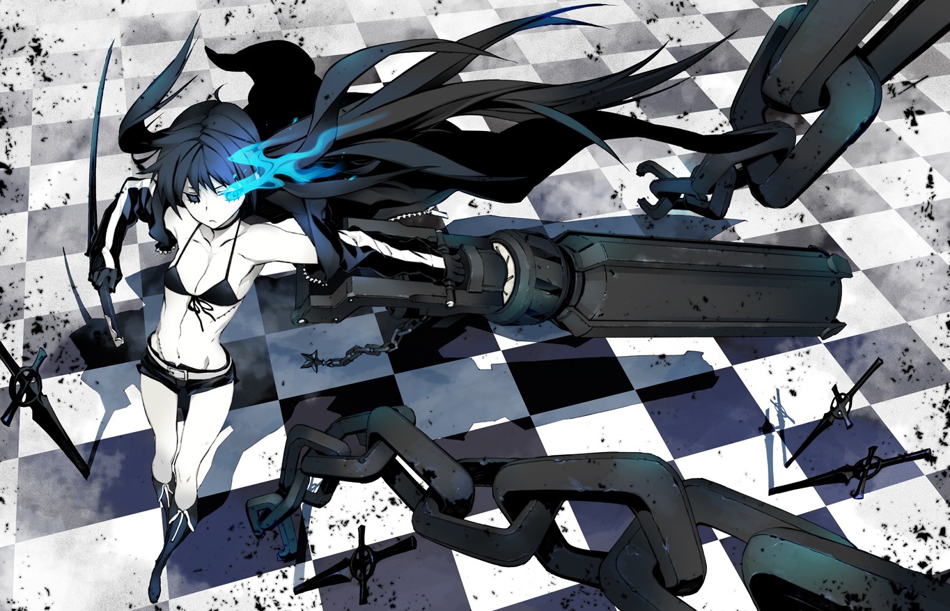 bikini_top black_rock_shooter black_rock_shooter_(character) cleavage miwa_shirow swimsuits sword vocaloid weapon