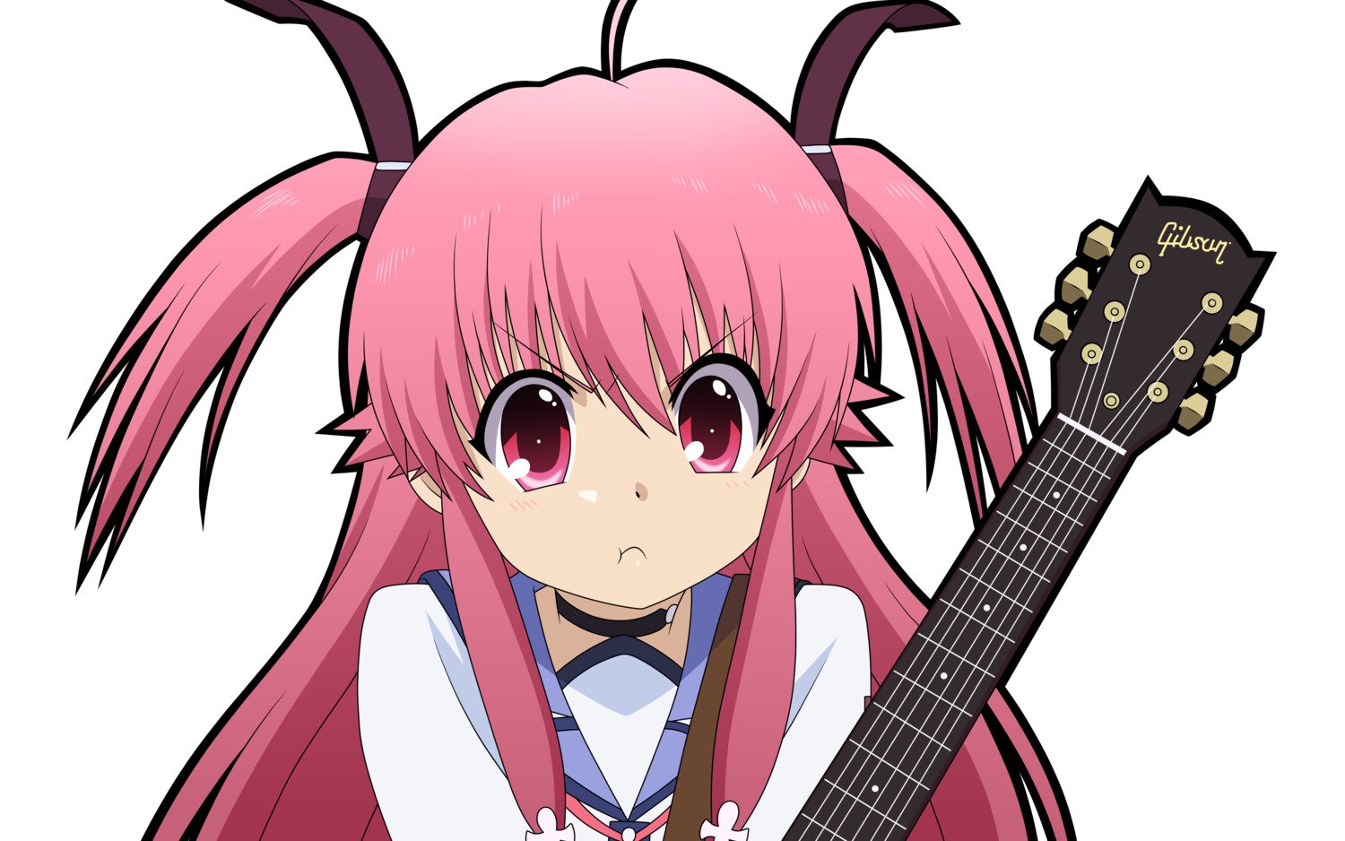 Angel Beats Yui Angel Beats Guitar Seifuku Vector Trace 140799 Yande Re