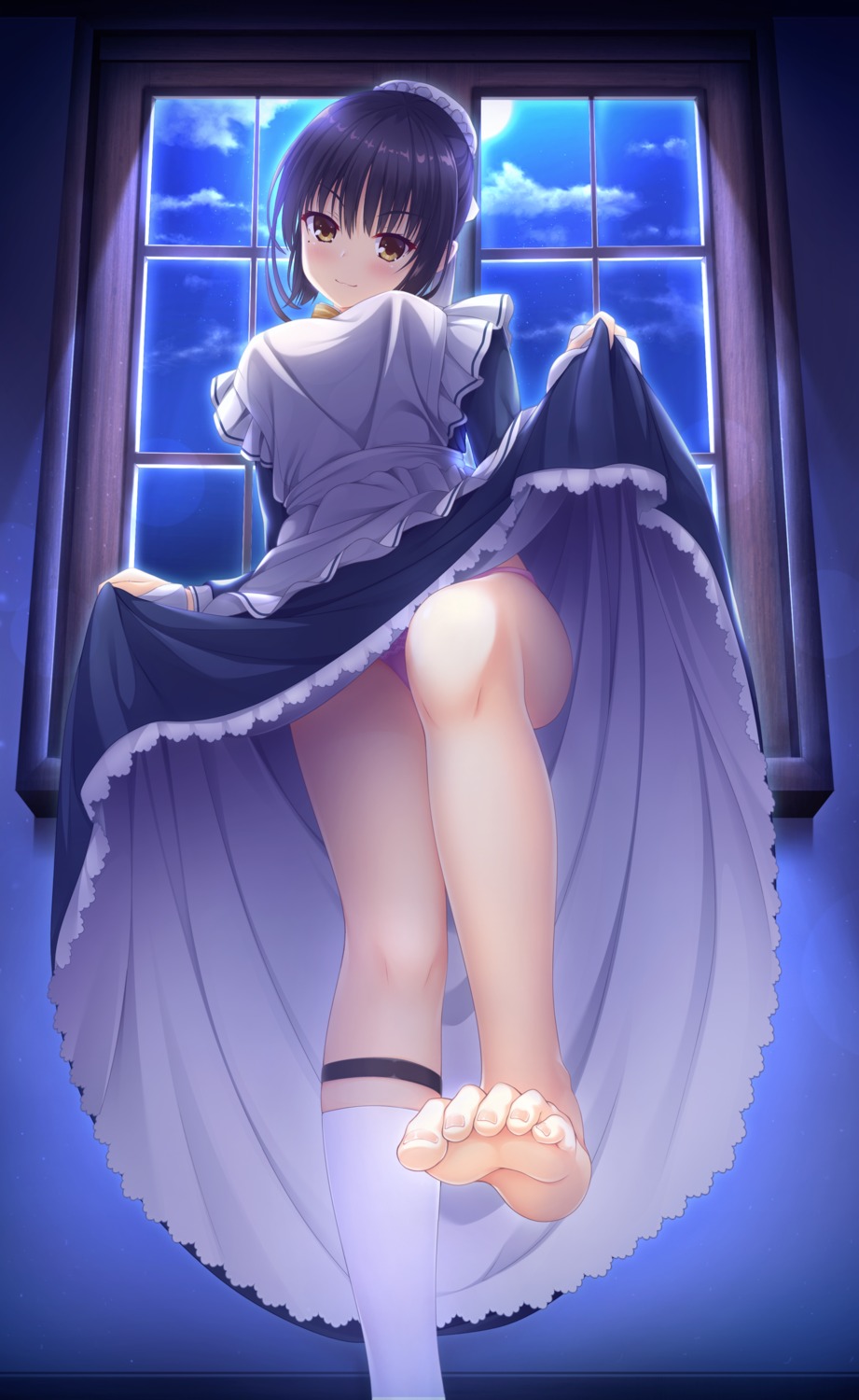 cafe_stella_to_shinigami_no_chou feet maid maijin pantsu shiki_natsume skirt_lift