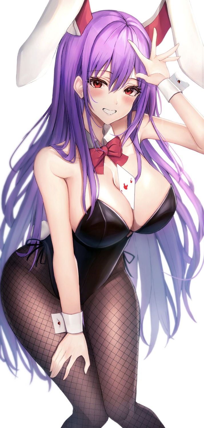 animal_ears bunny_ears bunny_girl fishnets kure:kuroha no_bra pantyhose reisen_udongein_inaba tail touhou