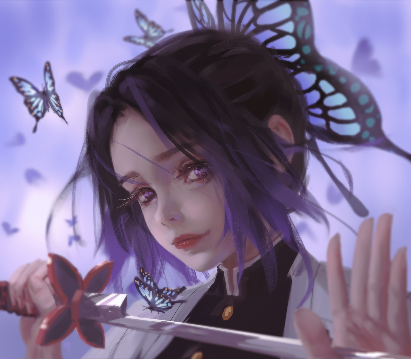 kimetsu_no_yaiba kochou_shinobu sword uniform wlop