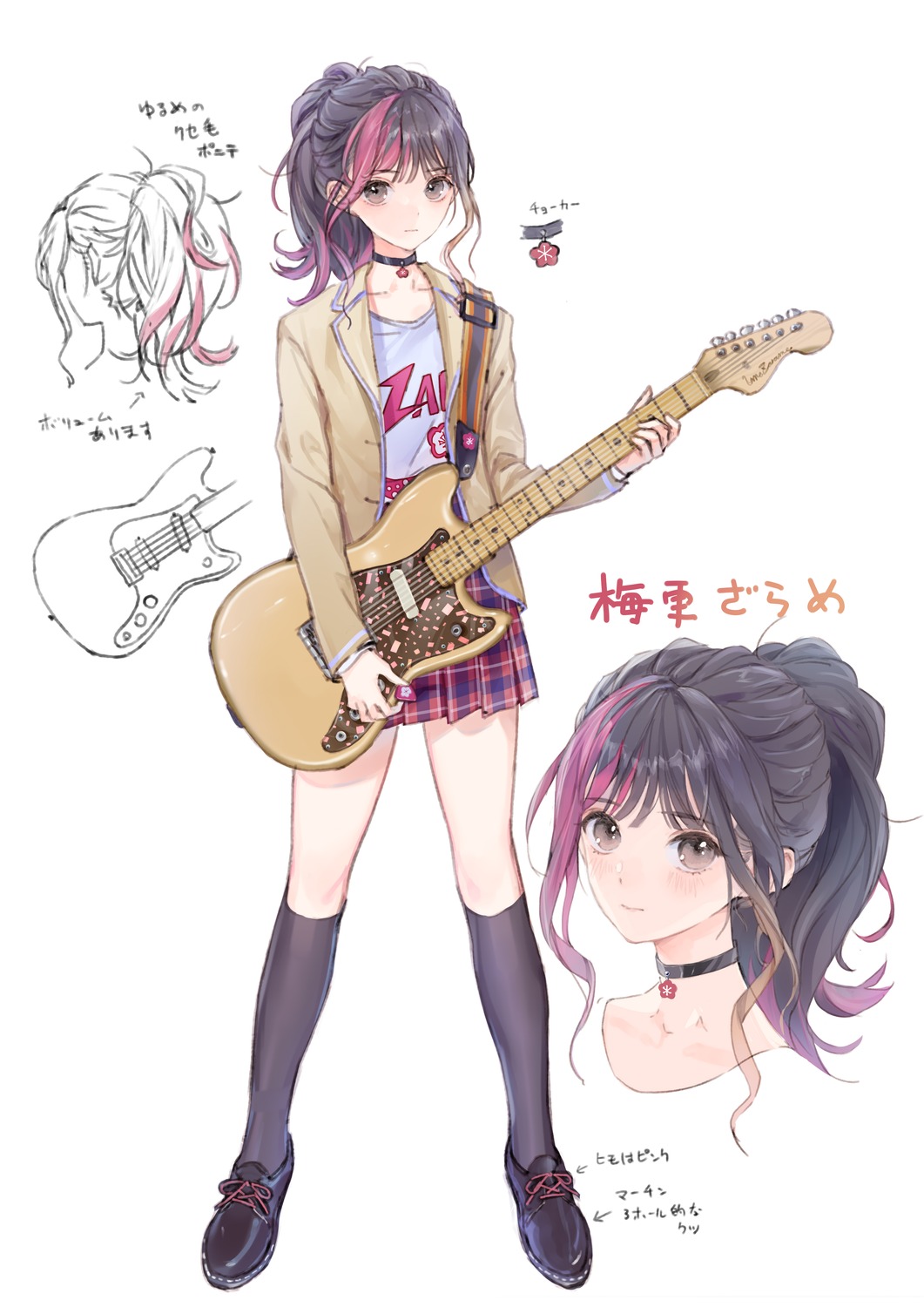 character_design guitar kishida_mel seifuku sketch