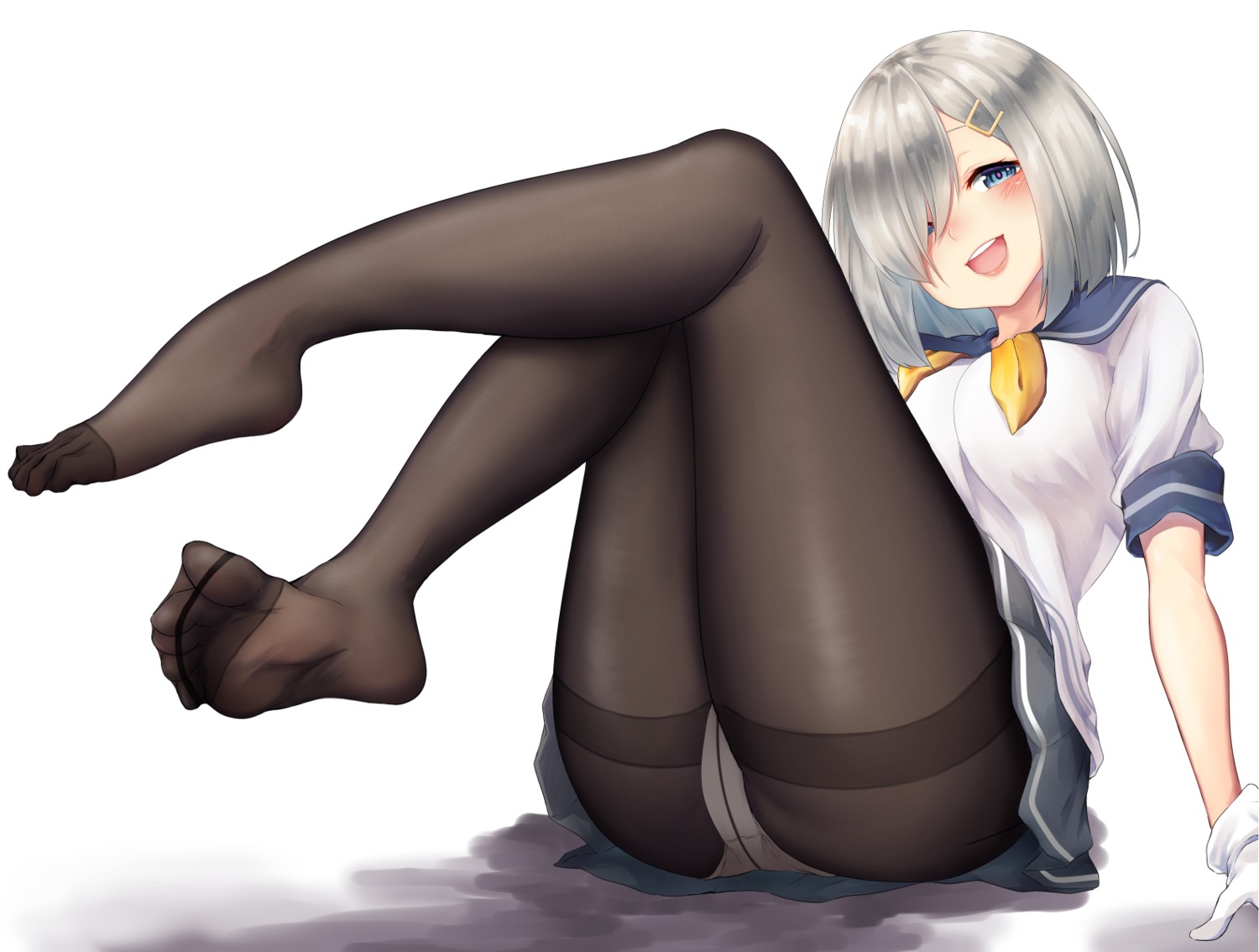 feet hamakaze_(kancolle) kamidanomi kantai_collection pantsu pantyhose seifuku skirt_lift