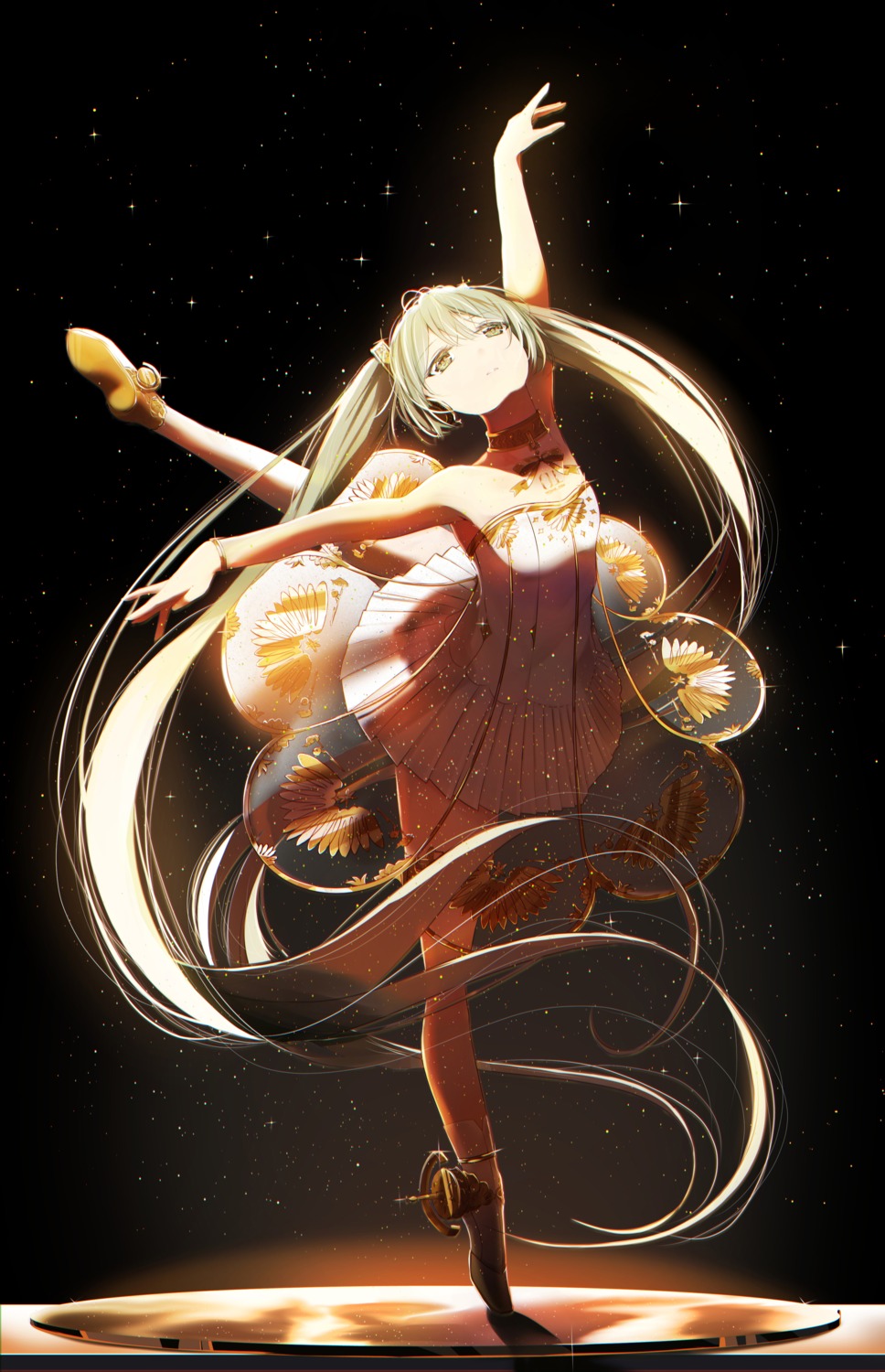 dress garter gramophone_miku hatsune_miku hatsune_miku_symphony heels kaien_v see_through skirt_lift vocaloid