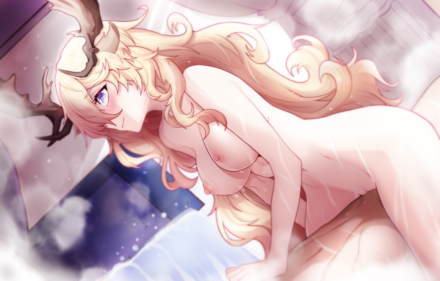 animal_ears arknights ddddecade horns naked nipples pussy sex vivienne_(arknights)