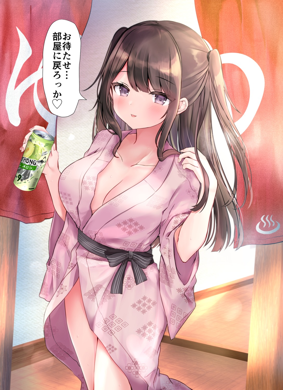 cleavage no_bra open_shirt yuimisu yukata