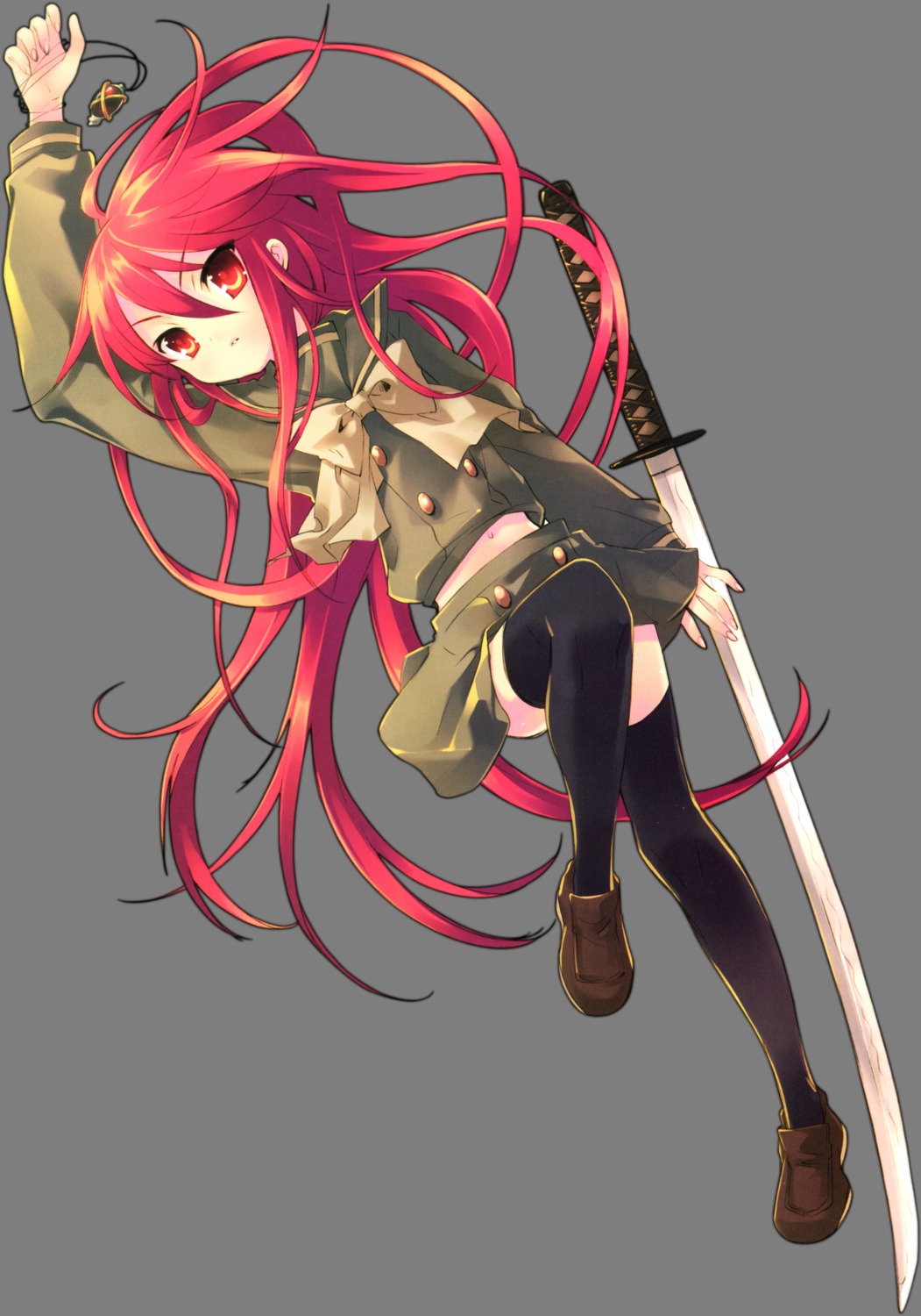 ito_noizi seifuku shakugan_no_shana shana sword thighhighs transparent_png