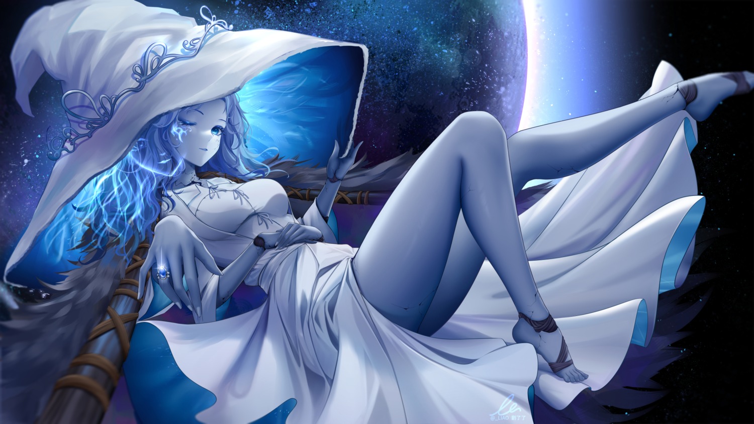 dress elden_ring liu_liaoliao ranni skirt_lift tattoo wallpaper witch