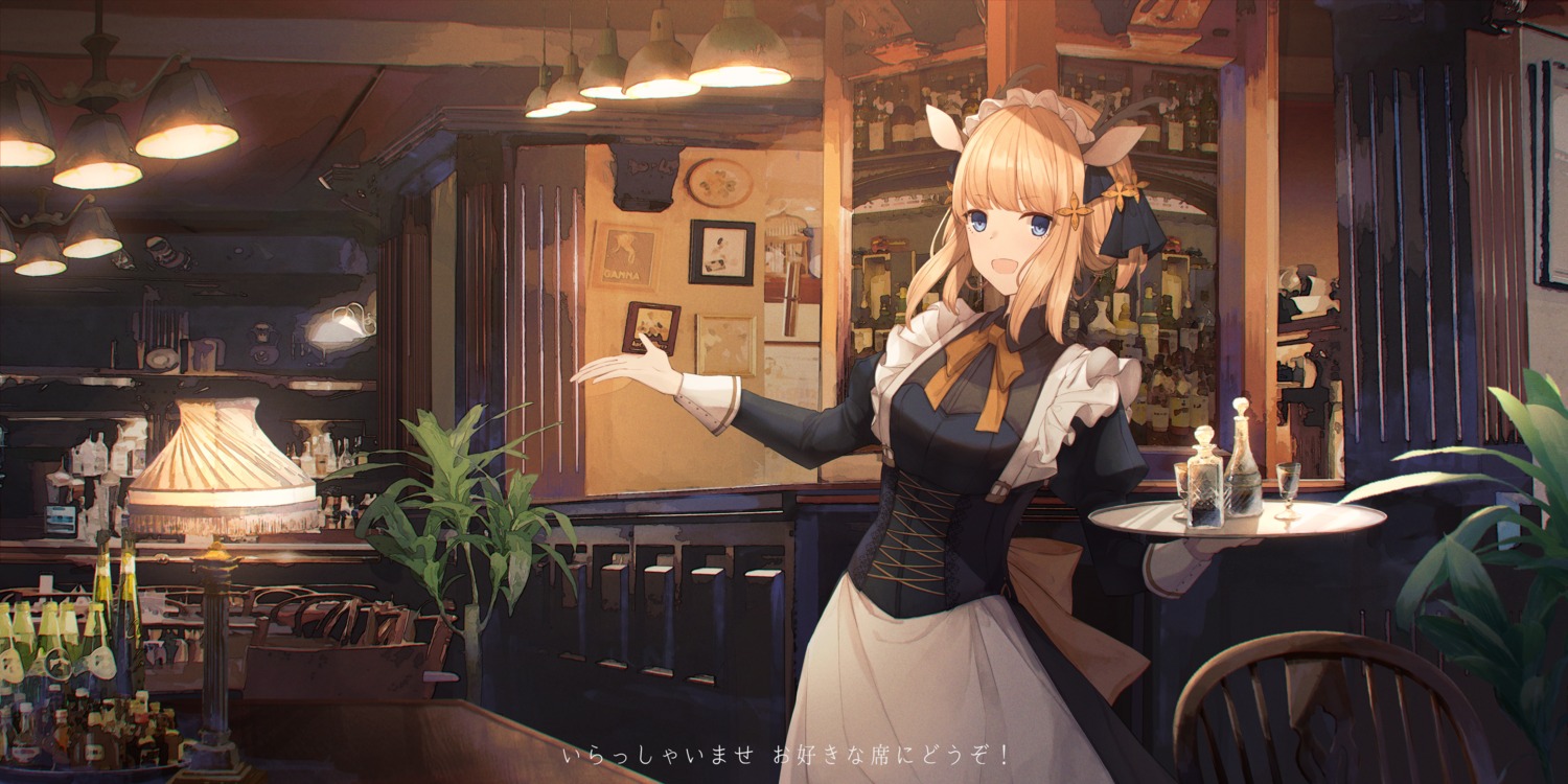 animal_ears horns maid sagiri_(ulpha220) waitress