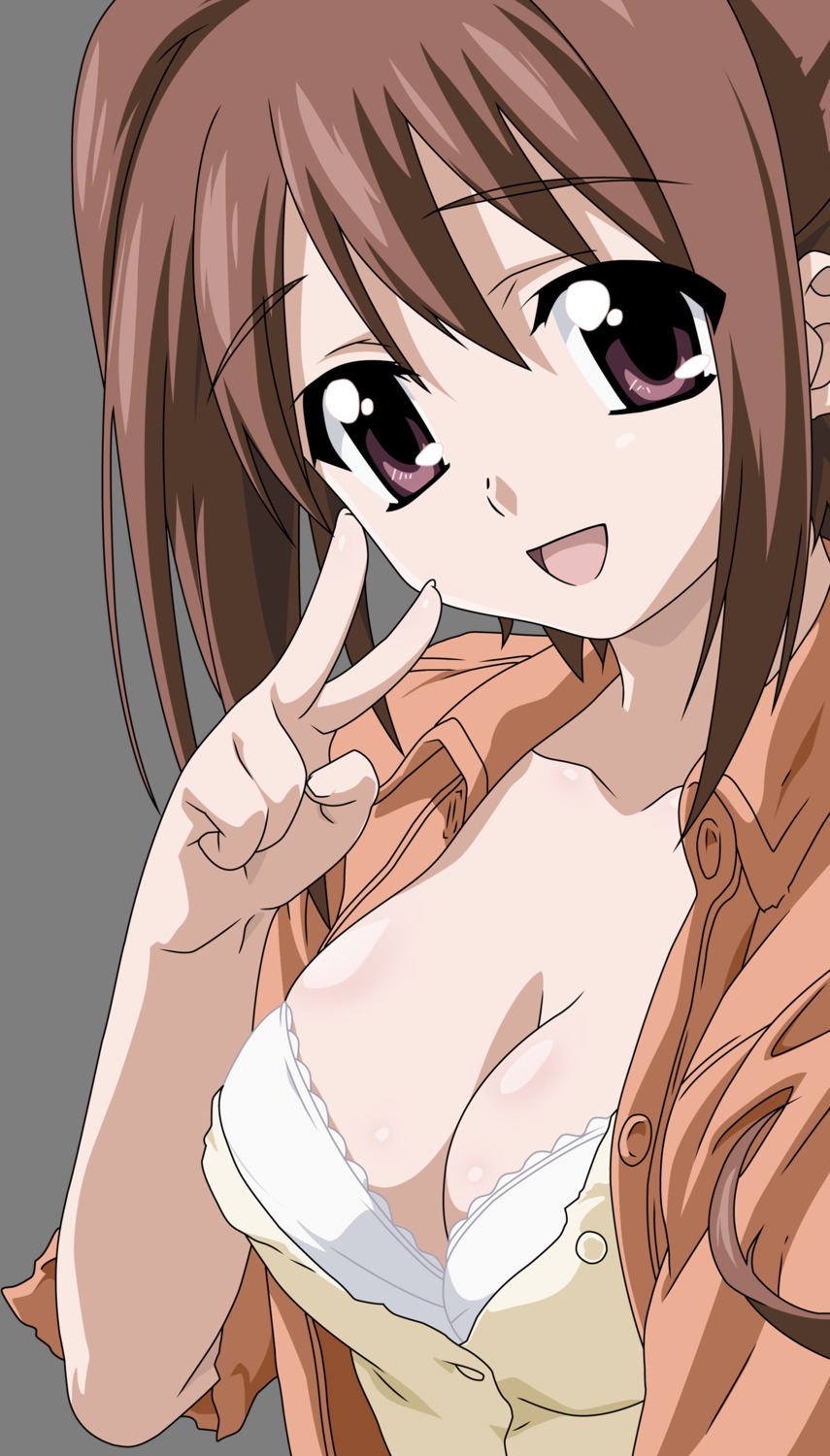 bra cleavage mitsuki_sohara open_shirt sora_no_otoshimono transparent_png vector_trace