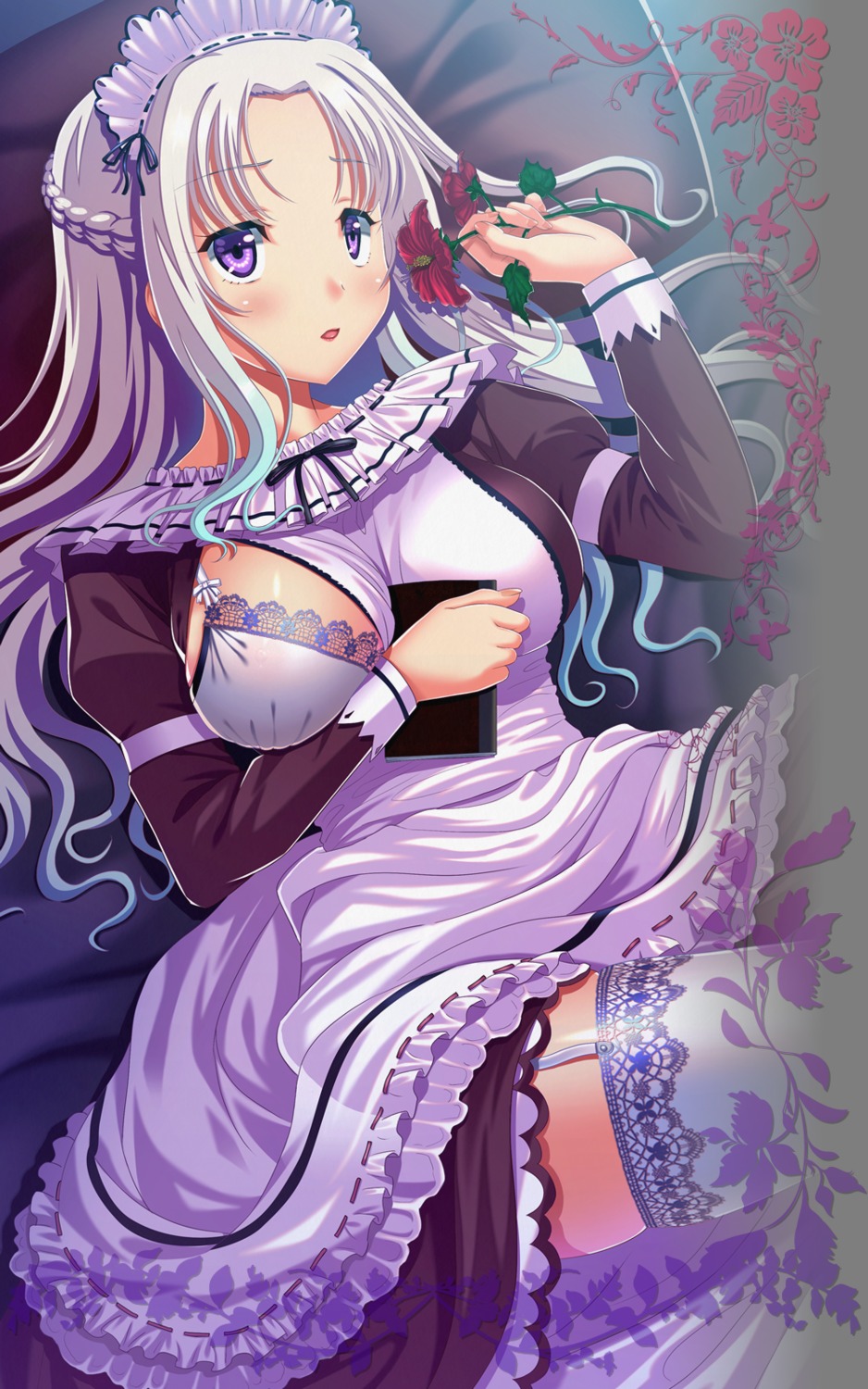 bra inbi_toro_shoujo maid open_shirt stockings tagme thighhighs waffle