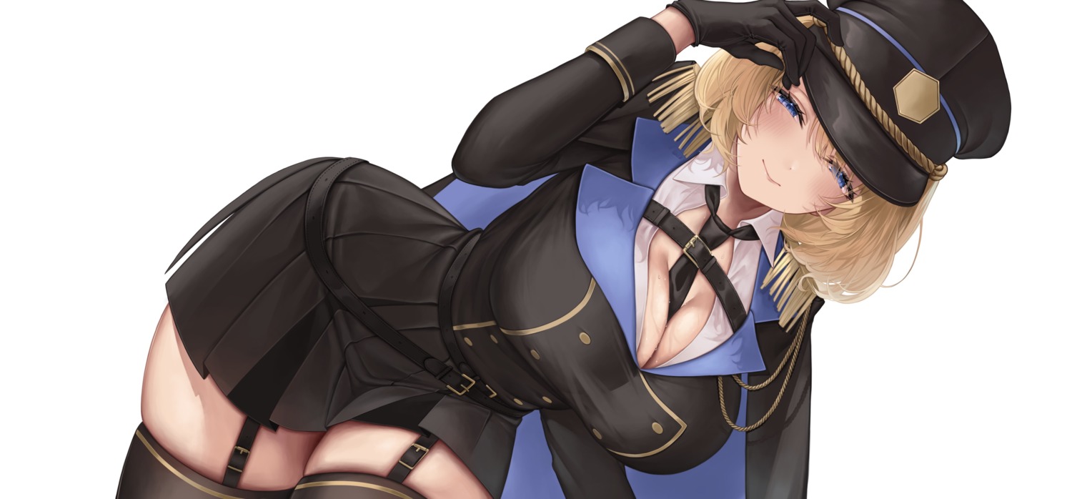 cleavage open_shirt stockings thighhighs uniform wet ya_ta