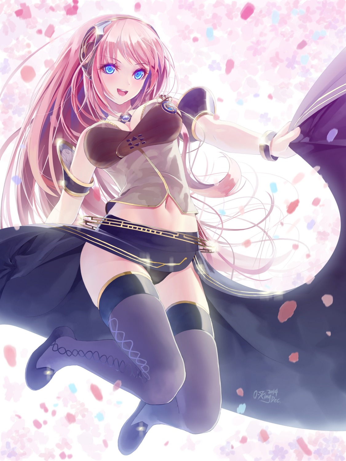 cleavage megurine_luka okingjo pantsu thighhighs vocaloid