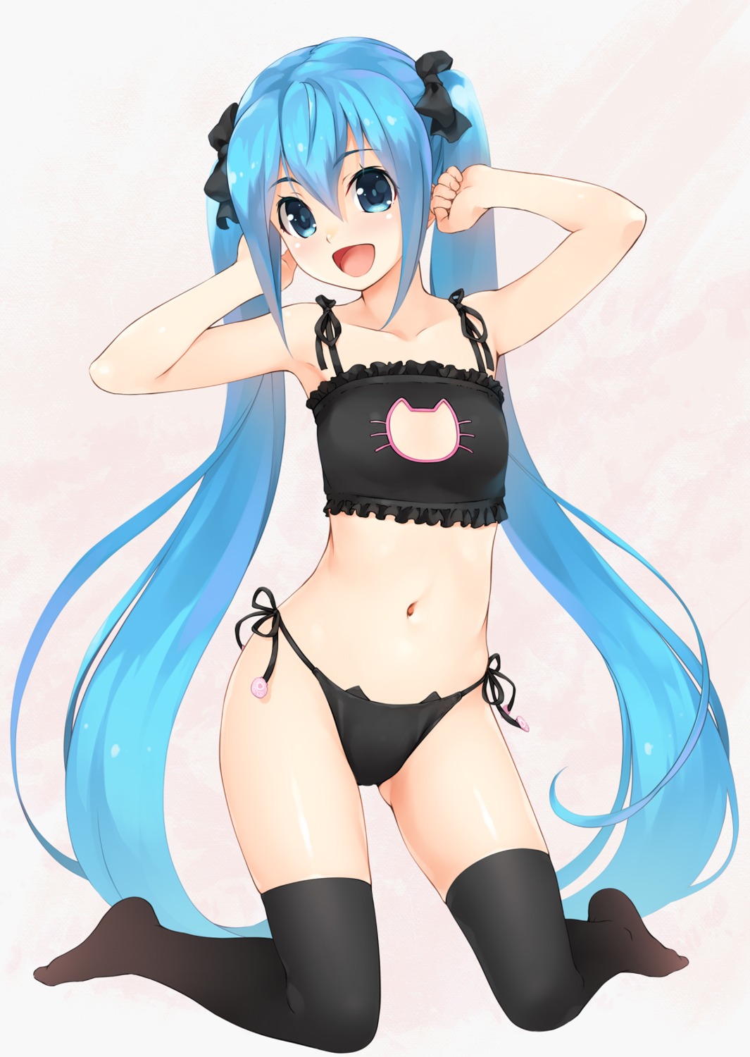 bra hatsune_miku pantsu string_panties thighhighs vocaloid wacchi