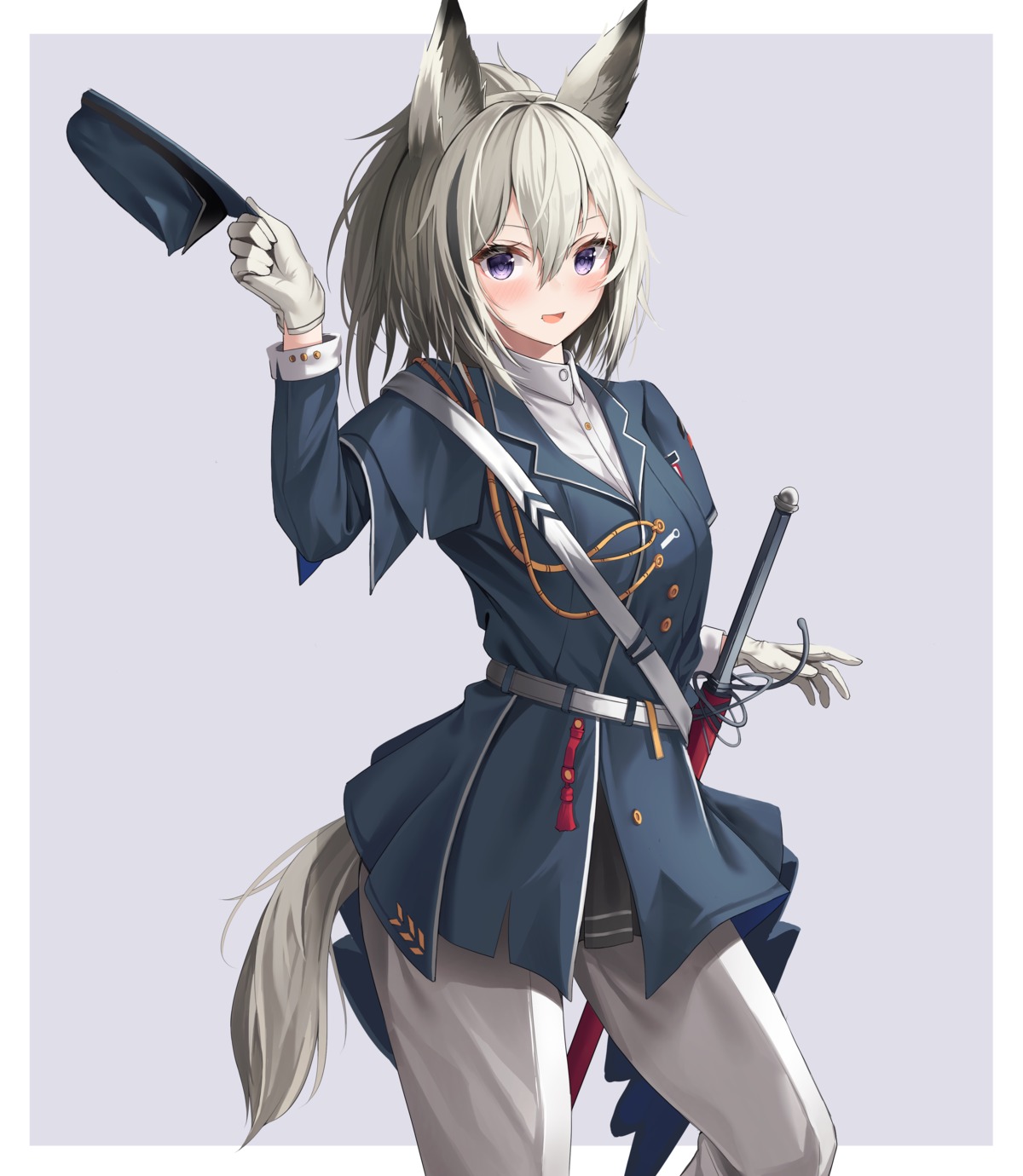 animal_ears arknights chun_bae grani_(arknights) sword tail uniform