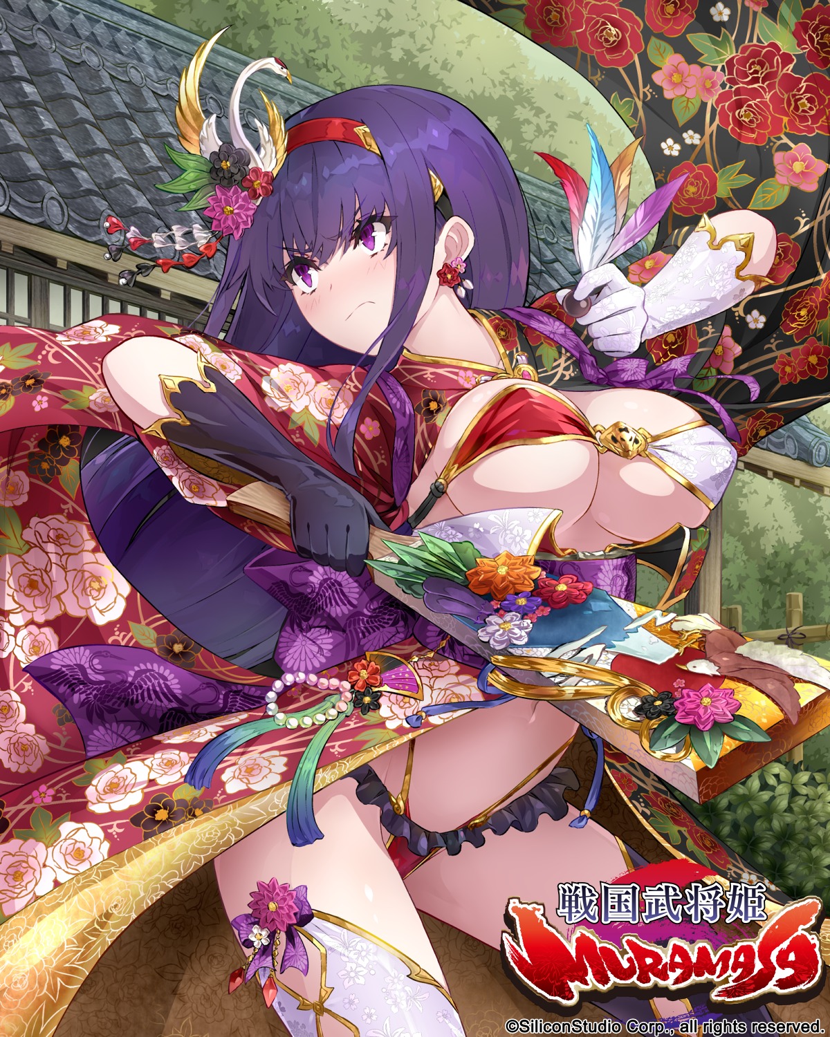 bra erect_nipples japanese_clothes pantsu ramuya_(lamb) sengoku_bushouki_muramasa thighhighs