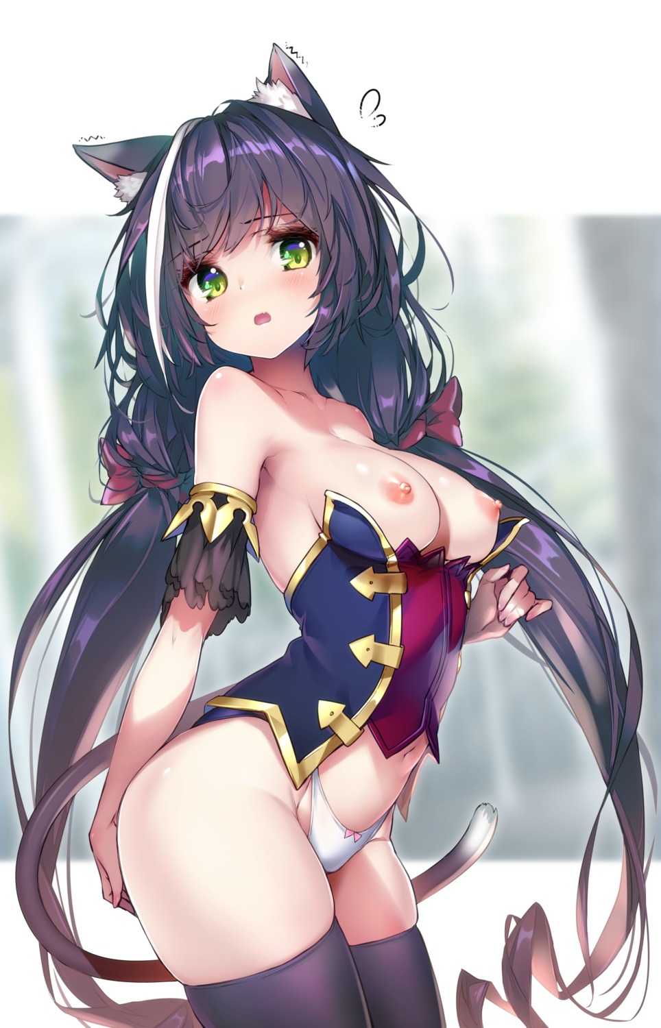 animal_ears breasts hong_(white_spider) karyl_(princess_connect) nekomimi nipples no_bra pantsu princess_connect! princess_connect!_re:dive tail thighhighs