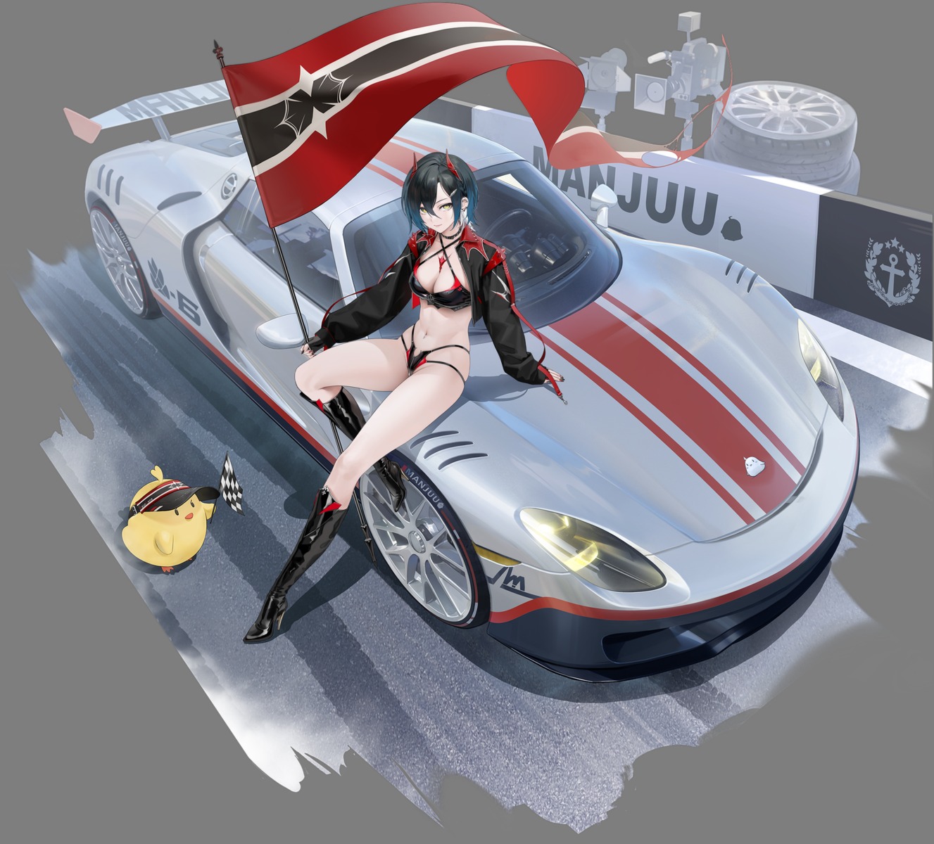 azur_lane bikini heels horns manjuu_(azur_lane) ohisashiburi open_shirt swimsuits thong transparent_png ulrich_von_hutten_(azur_lane)