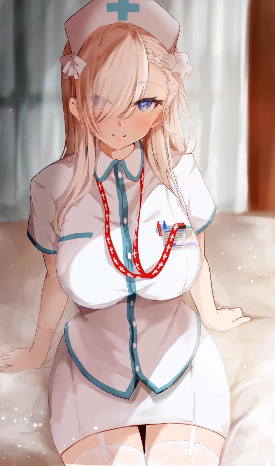 azur_lane belfast_(azur_lane) nurse raru_(nanaharararu) stockings thighhighs