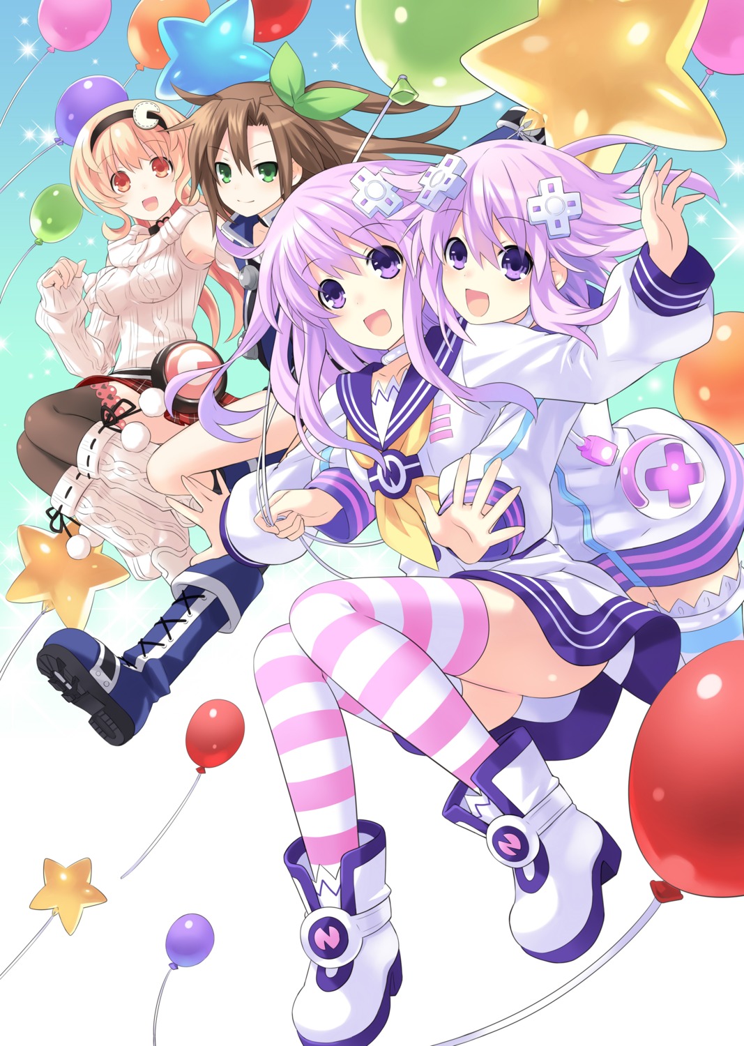 choujigen_game_neptune choujigen_game_neptune_re;birth_2_sisters_generation compa heels if_(choujigen_game_neptune) nepgear neptune sweater thighhighs tsunako